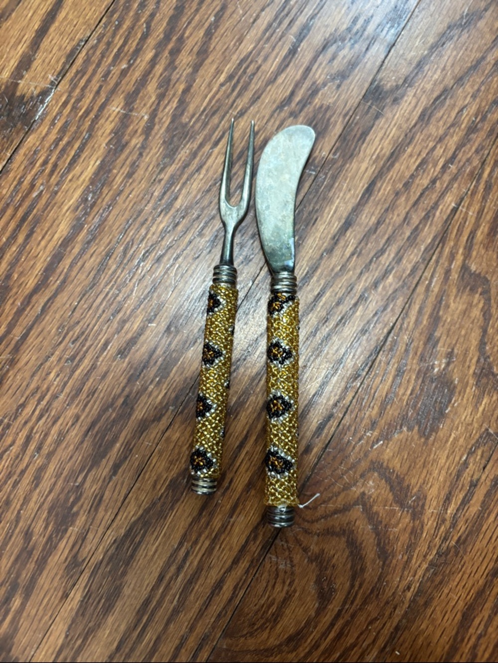 Beaded Cheese Fork and KnifeCHEESE KNIFE with Beaded Handle made in South Africa